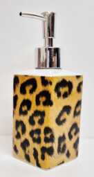 Leopard Brown Soap Dispenser Porcelain 200Ml 7Oz Animal Print Liquid Pump Hand Decorated UK