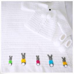 Crochet Baby Gift Set, Bunny Blanket, Afghan Crochet, Knit Clothes, Knitwear, Newborn Sweater Sets, Booties - thumbnail 3