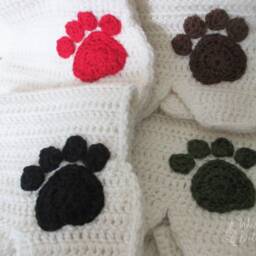 Crocheted Dog Christmas Stocking, Bone Shape, Custom Paw Print - thumbnail 3