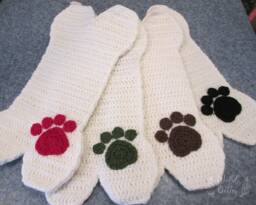 Crocheted Dog Christmas Stocking, Bone Shape, Custom Paw Print