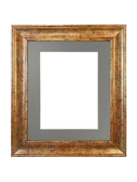 Scandi Antique Gold Photo Frame With Dark Grey Mount - image 1