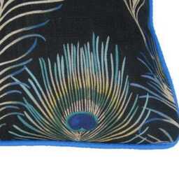 Sanderson Themis, Turquoise Blue, Gold & Black Peacock Feathers Linen Mix Cushion Cover, Throw Pillow Home Decor - thumbnail 2
