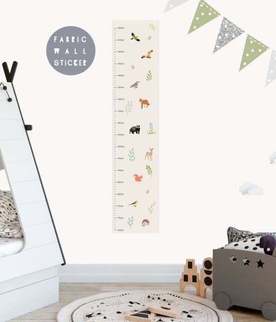 Woodland Animal Height Chart Nursery Fabric Wall Decal - image 1