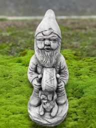 Cement Gnome Drummer Sculpture Concrete Garden Statue Stone Musician Figurine Handmade Ornament Outdoor Yard Art - thumbnail 1