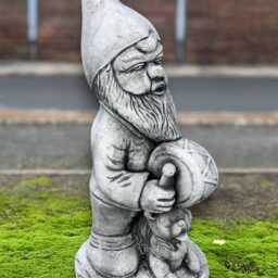 Cement Gnome Drummer Sculpture Concrete Garden Statue Stone Musician Figurine Handmade Ornament Outdoor Yard Art - thumbnail 2