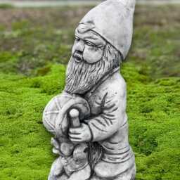 Cement Gnome Drummer Sculpture Concrete Garden Statue Stone Musician Figurine Handmade Ornament Outdoor Yard Art - thumbnail 4