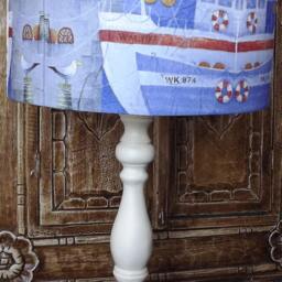 Harbour Boats No.2 , Lamp Shade , Shabby Chic Blue Red White Nautical Bathroom Free Gift - thumbnail 3