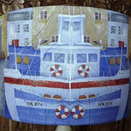 Harbour Boats No.2 , Lamp Shade , Shabby Chic Blue Red White Nautical Bathroom Free Gift - thumbnail 2