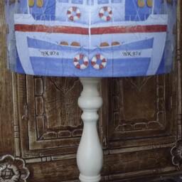 Harbour Boats No.2 , Lamp Shade , Shabby Chic Blue Red White Nautical Bathroom Free Gift - thumbnail 4