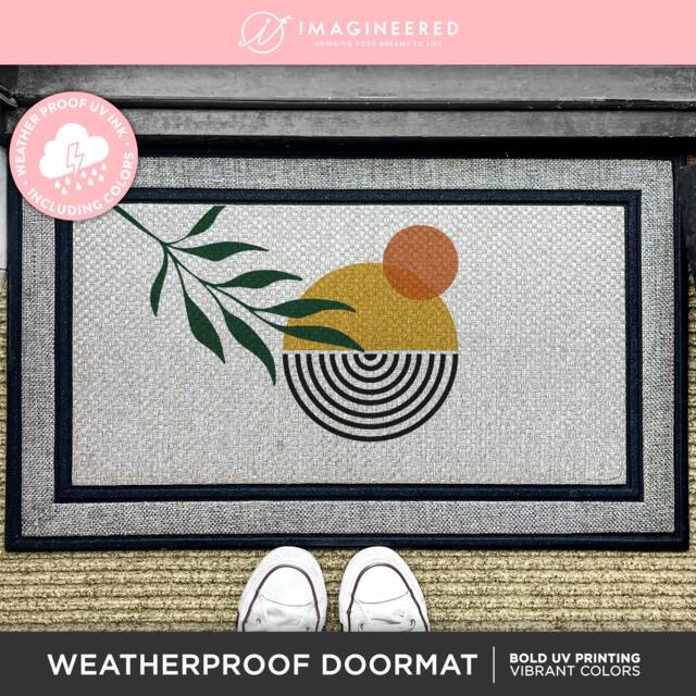 Geometric Patterned Doormat, Contemporary Home Accent, Minimalist Personalized Gift For Newly Weds, Housewarming Gift - image 1