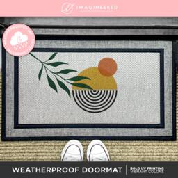 Geometric Patterned Doormat, Contemporary Home Accent, Minimalist Personalized Gift For Newly Weds, Housewarming Gift - thumbnail 1