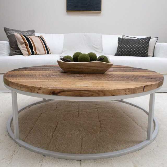 Handmade Rustic Round Coffee Table- Desk- Modern Reclaimed Wood- Industrial - image 1
