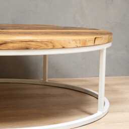 Handmade Rustic Round Coffee Table- Desk- Modern Reclaimed Wood- Industrial - thumbnail 2