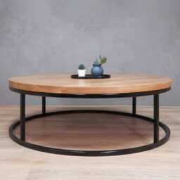 Handmade Rustic Round Coffee Table- Desk- Modern Reclaimed Wood- Industrial - thumbnail 4