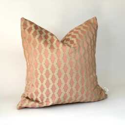 Handmade Embroidered Pink Gold Cushion Cover, Reclaimed Fabric - thumbnail 2