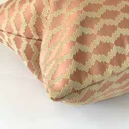 Handmade Embroidered Pink Gold Cushion Cover, Reclaimed Fabric - thumbnail 3