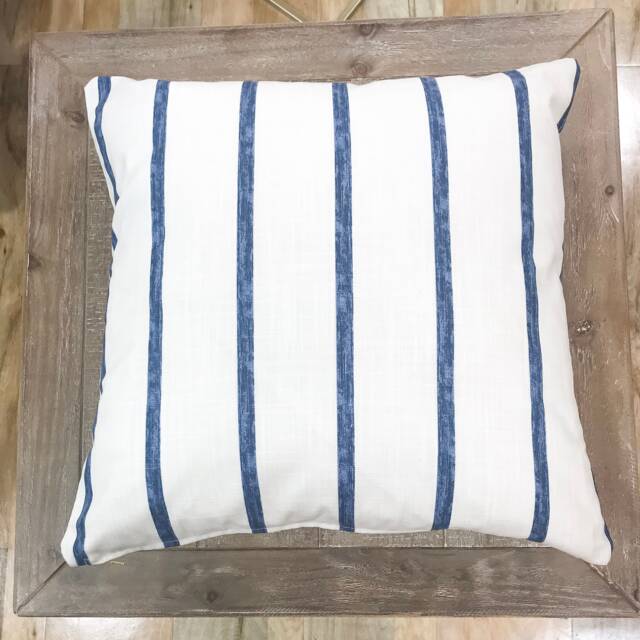 Blue & White Striped Pillow Cover, 100% Cotton - image 1