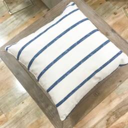 Blue & White Striped Pillow Cover, 100% Cotton - thumbnail 3