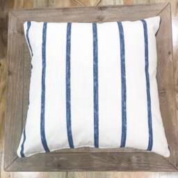 Blue & White Striped Pillow Cover, 100% Cotton - thumbnail 1