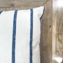 Blue & White Striped Pillow Cover, 100% Cotton - thumbnail 4