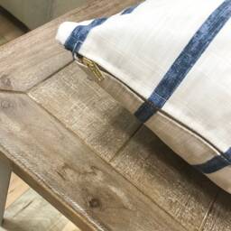 Blue & White Striped Pillow Cover, 100% Cotton - thumbnail 2