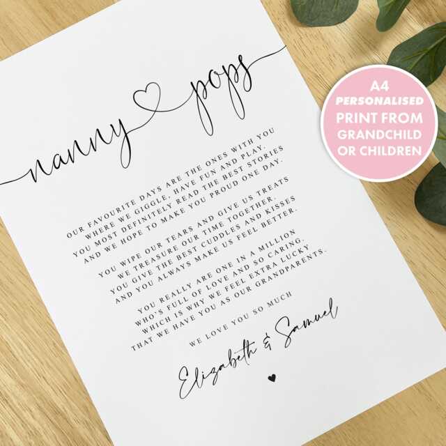 Personalised Nanny & Pops Poem A4 Print, Gift, Grandparent Gift Grandparents Christmas Nanny - image 1