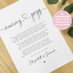 Personalised Nanny & Pops Poem A4 Print, Gift, Grandparent Gift Grandparents Christmas Nanny - thumbnail 1