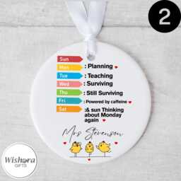 Personalised Teacher Ornament - End Of Term Gift For Teacher, Custom Name & Message, Rainbow, Heart - thumbnail 2