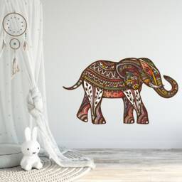 Boho Elephant Wall Decal Living Room, Large Mandala Bedroom, Yoga Studio Decor Vinyl Sticker, Custom Size Printed Vl42 - thumbnail 3