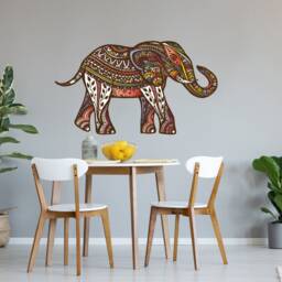 Boho Elephant Wall Decal Living Room, Large Mandala Bedroom, Yoga Studio Decor Vinyl Sticker, Custom Size Printed Vl42 - thumbnail 2