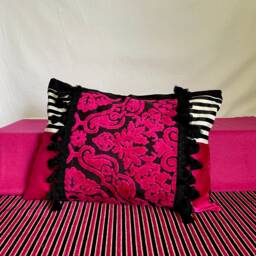 "Designers Guild Miami Pillow Cover Pink, Black & White Cotton - 18""x 18" - thumbnail 3