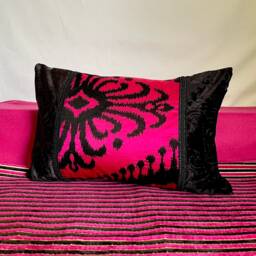 "Designers Guild Miami Pillow Cover Pink, Black & White Cotton - 18""x 18" - thumbnail 2