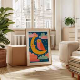 Owl Moon Poster, Nursery Animal Print, Children's Wall Art - thumbnail 4