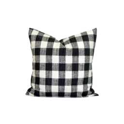 Black Plaid Pillow Covers For 20x20 Pillow, 18x18 16x16 All Sizes Inc Euro Sham - thumbnail 1