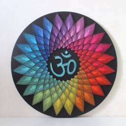 string Art Piece Mandala Om , Wall Decor Home, Sacred Geometry Meditation Sahasrara, 3D New Age , Yoga Spiritual Art, Nail - thumbnail 3