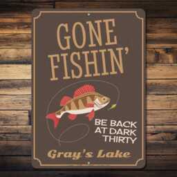 Gone Fishin Sign Metal Sign, Funny Fishing Personalized Fisherman Wall Art, Gift - thumbnail 2