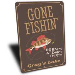 Gone Fishin Sign Metal Sign, Funny Fishing Personalized Fisherman Wall Art, Gift - thumbnail 3