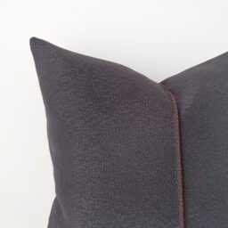 Dark Blue Grey Linen Pillow Cover With Hand-stitched Detail - Textured Heavyweight Fabric - thumbnail 2