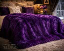 Purple Faux Fur Throw - Luxury Minky Blanket Bedspread I Custom Made in Usa