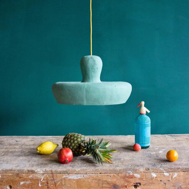 Modern Pendant Lamp For Kitchen Island, Ceiling Light From Paper Mache - Morphe Iv Green - image 1