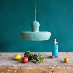 Modern Pendant Lamp For Kitchen Island, Ceiling Light From Paper Mache - Morphe Iv Green - thumbnail 1
