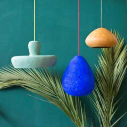 Modern Pendant Lamp For Kitchen Island, Ceiling Light From Paper Mache - Morphe Iv Green - thumbnail 3