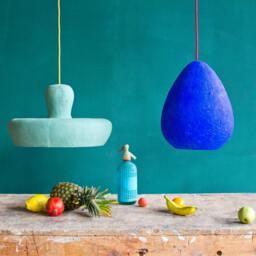 Modern Pendant Lamp For Kitchen Island, Ceiling Light From Paper Mache - Morphe Iv Green - thumbnail 2