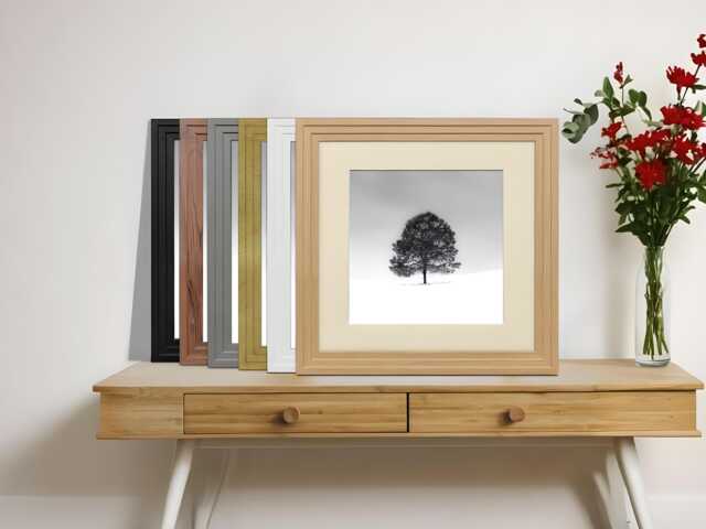 Handmade Step Style Picture Frame - Mdf Wood, Ivory Mount - image 1