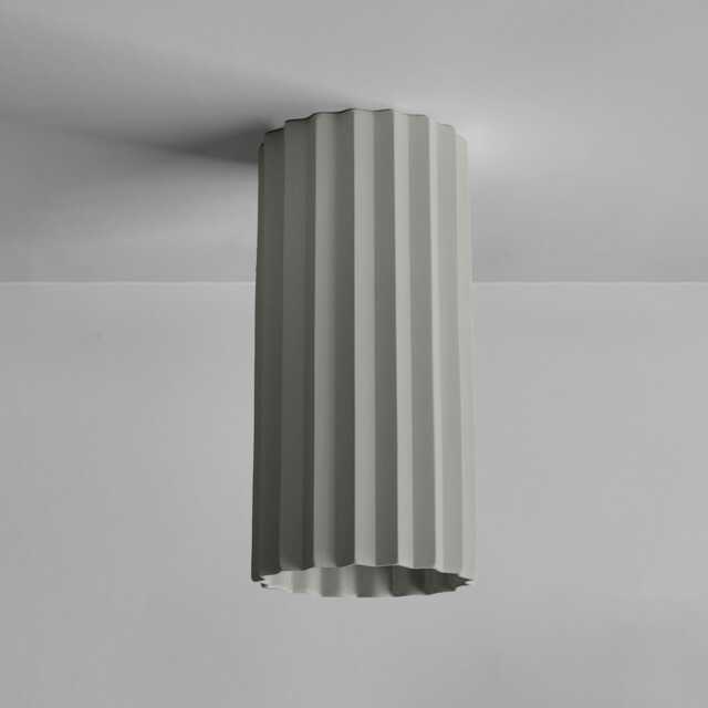 xl Syracuse - Ceramic Flush Mount Ceiling Light Handmade Minimalist Pillar Fixture in Fog Gray - image 1