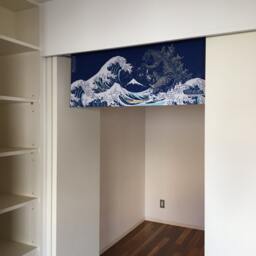 Godzilla Noren Curtain, Japanese Tenugui Valance Tsunami Fabric, Wall Decoration, Tapestry Japanese Door Curtain - thumbnail 3