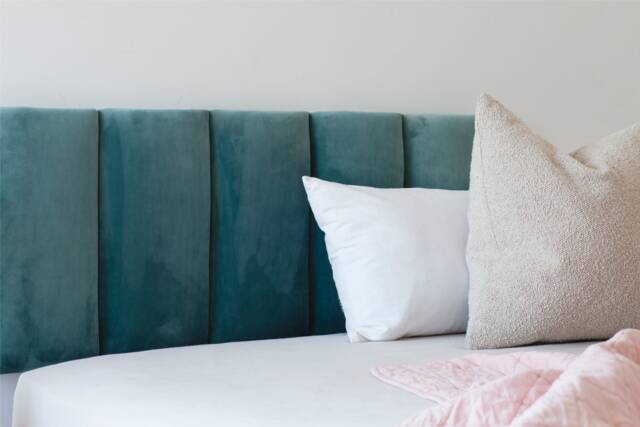 Velvet Headboard, Wall Hanging Headboard Cushioned Tiles, Fabric Decor, Montessori Room Panels Houswarming & Redecorating Gift - image 1
