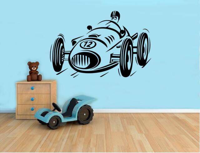 Retro Race Car Wall Decal Vinyl Sticker Formula One Home Interior Decor Mural Housewares Children's Room Custom Design 4(Nt - image 1