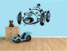 Retro Race Car Wall Decal Vinyl Sticker Formula One Home Interior Decor Mural Housewares Children's Room Custom Design 4(Nt - thumbnail 1