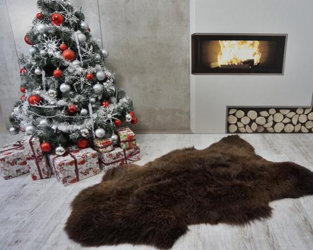 "Giant Sheepskin Xl Brown Throw Genuine Leather Sheep Skin Decorative Rug Brown 50 ""X 30" - image 1
